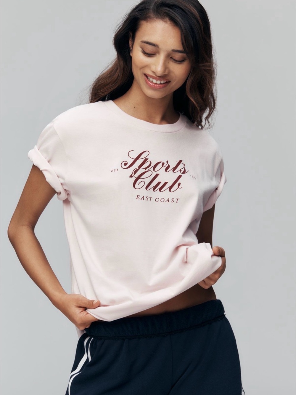 Anthropologie Daily Pratice Sports Club East Coast Pink Graphic Tee